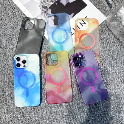 For iPhone 13 MagSafe Magnetic Watercolor TPU Phone Case(Black) - iPhone 13 Cases by buy2fix | Online Shopping UK | buy2fix