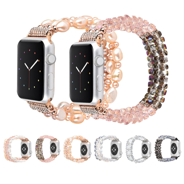 For Apple Watch 5 & 4 40mm / 3 & 2 & 1 38mm Pearl Crystal Watch Band(Crystal Porcelain White) - Watch Bands by buy2fix | Online Shopping UK | buy2fix