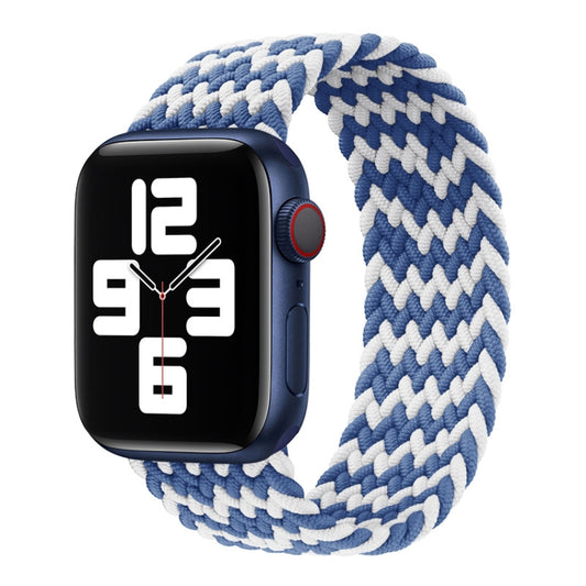 Nylon Single-turn Braided Watch Band For Apple Watch Ultra 49mm / Series 8&7 45mm / SE 2&6&SE&5&4 44mm / 3&2&1 42mm, Length:165mm (W Blue White) - Watch Bands by buy2fix | Online Shopping UK | buy2fix