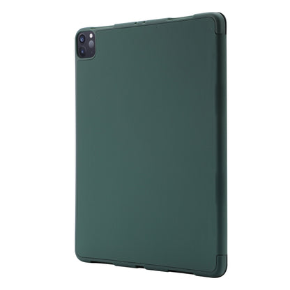 Skin Feel Pen Holder Tri-fold Tablet Leather Case For iPad Air 13 2024 / iPad Pro 12.9 2022 / 2021 / 2020 / 2018(Dark Green) - iPad Pro 12.9 (2022/2021) Cases by buy2fix | Online Shopping UK | buy2fix