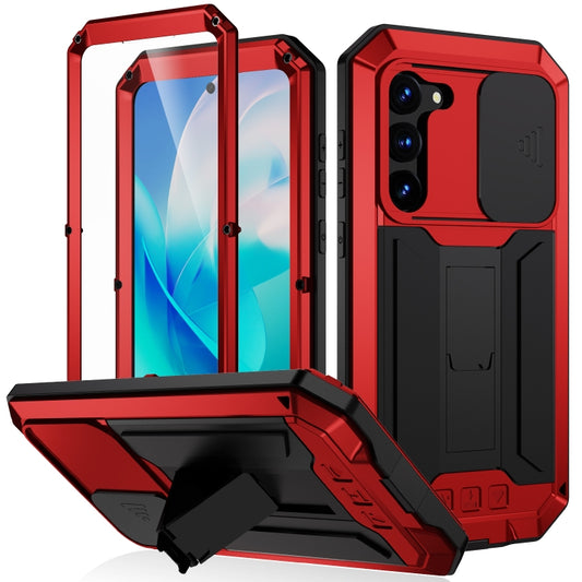 For Samsung Galaxy S23 5G R-JUST Sliding Camera Design Life Waterproof Dustproof Shockproof Phone Case(Red) - Galaxy S23 5G Cases by R-JUST | Online Shopping UK | buy2fix