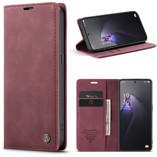 For OPPO Reno8 Pro 5G Global CaseMe 013 Multifunctional Horizontal Flip Leather Phone Case(Wine Red) - OPPO Cases by CaseMe | Online Shopping UK | buy2fix