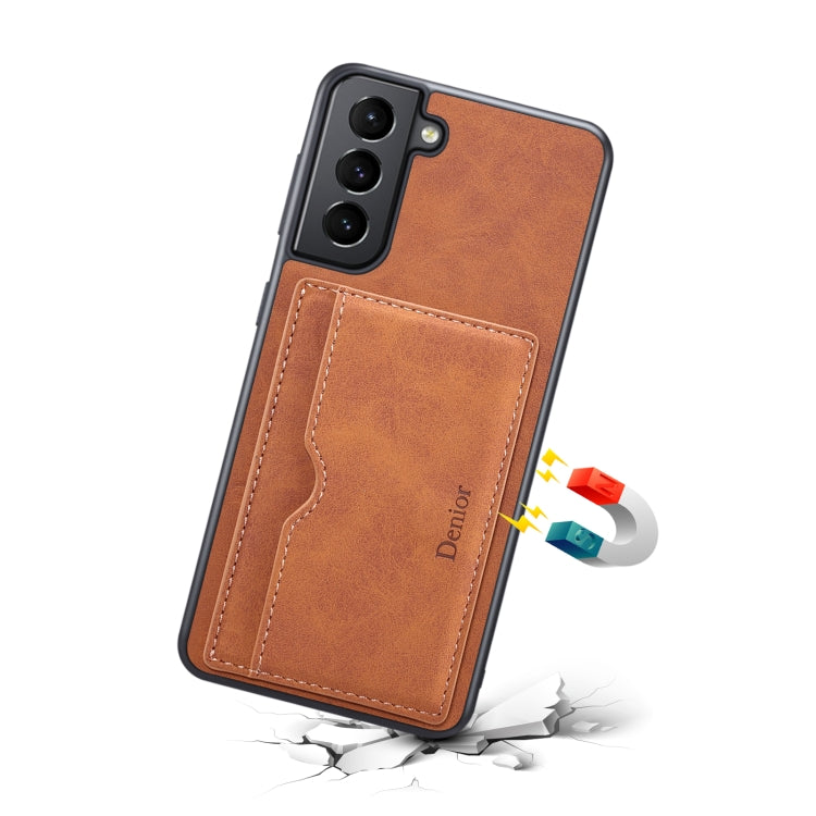 For Samsung Galaxy S23 5G Denior PU Single Card Slot Holder Phone Case(Brown) - Galaxy S23 5G Cases by Denior | Online Shopping UK | buy2fix