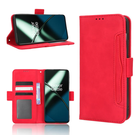 For OnePlus 11 5G Skin Feel Calf Texture Card Slots Leather Phone Case(Red) - OnePlus Cases by buy2fix | Online Shopping UK | buy2fix