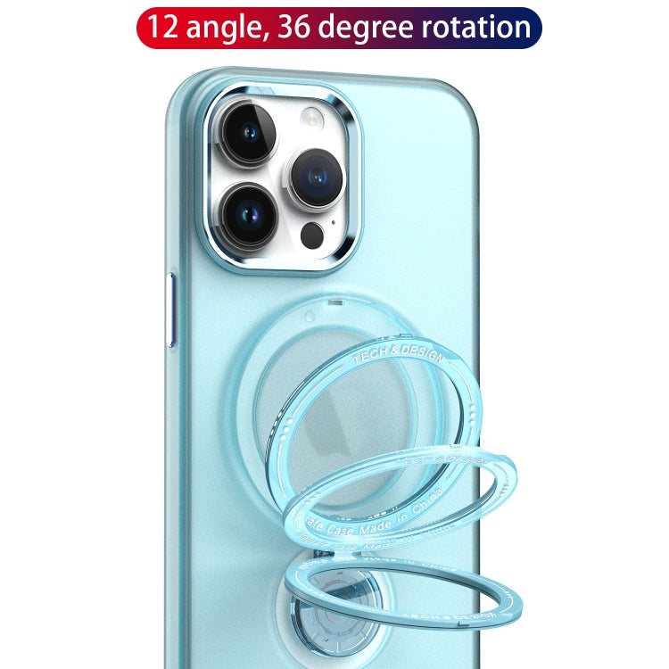 For iPhone 14 Pro 360 Degree Rotation Holder MagSafe Magnetic Phone Case(Purple) - iPhone 14 Pro Cases by buy2fix | Online Shopping UK | buy2fix