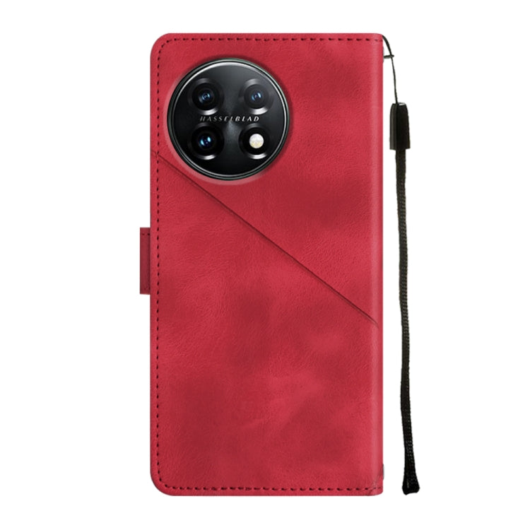 For OnePlus 11 Skin-feel Embossed Leather Phone Case(Red) - OnePlus Cases by buy2fix | Online Shopping UK | buy2fix