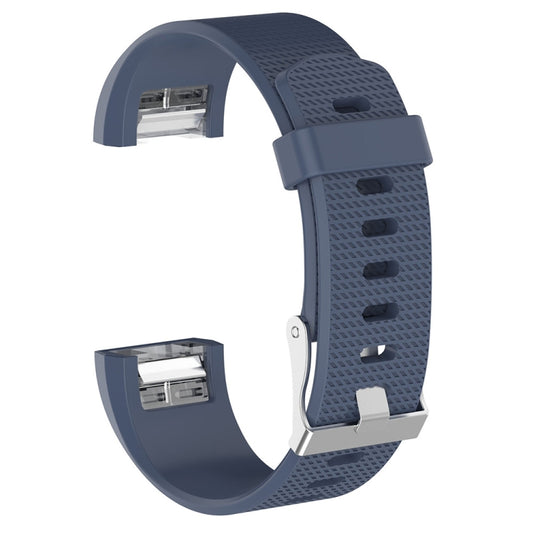 For Fitbit Charge 2 Common Texture Silicone  Watch Band with Buckle, Size:S(Blue Grey) - Watch Bands by buy2fix | Online Shopping UK | buy2fix