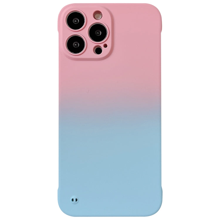 For iPhone 14 Plus Frameless Skin Feel Gradient Phone Case(Pink + Light Blue) - iPhone 14 Plus Cases by buy2fix | Online Shopping UK | buy2fix