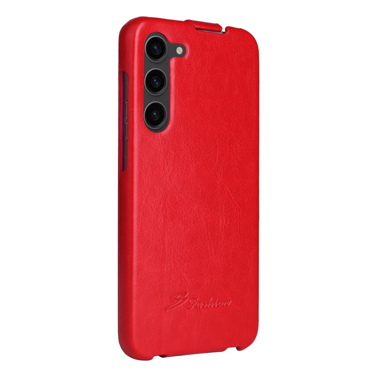 For Samsung Galaxy S23 5G Fierre Shann 64 Texture Vertical Flip PU Leather Phone Case(Red) - Galaxy S23 5G Cases by FIERRE SHANN | Online Shopping UK | buy2fix