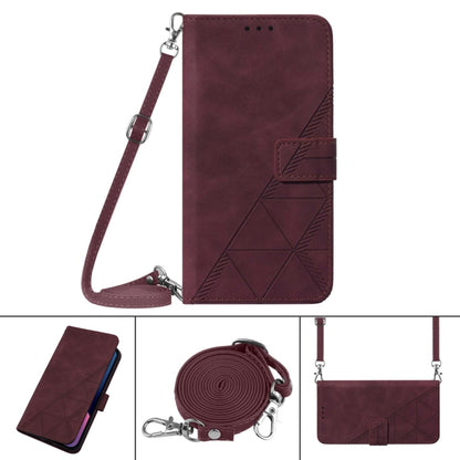 For OnePlus 11 Crossbody 3D Embossed Flip Leather Phone Case(Wine Red) - OnePlus Cases by buy2fix | Online Shopping UK | buy2fix