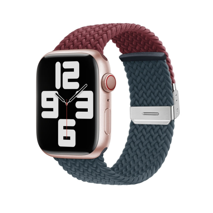 Nylon Braided Stitching Buckle Watch Band For Apple Watch Ultra 49mm&Watch Ultra 2 49mm / Series 9&8&7 45mm / SE 3&SE 2&6&SE&5&4 44mm / 3&2&1 42mm(Wine Red Deep Blue) - Watch Bands by buy2fix | Online Shopping UK | buy2fix