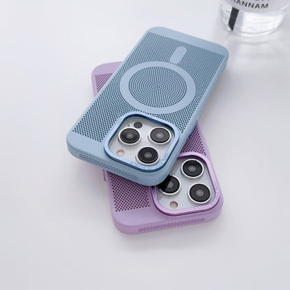 For iPhone 14 Plus Grid Cooling MagSafe Magnetic Phone Case(Lilac) - iPhone 14 Plus Cases by buy2fix | Online Shopping UK | buy2fix