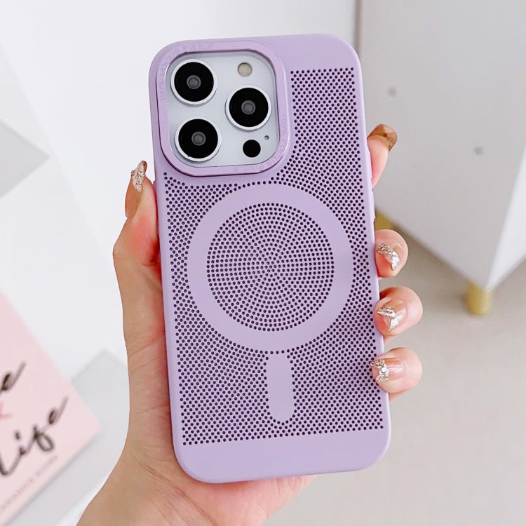 For iPhone 11 Pro Grid Cooling MagSafe Magnetic Phone Case(Lilac) - iPhone 11 Pro Cases by buy2fix | Online Shopping UK | buy2fix