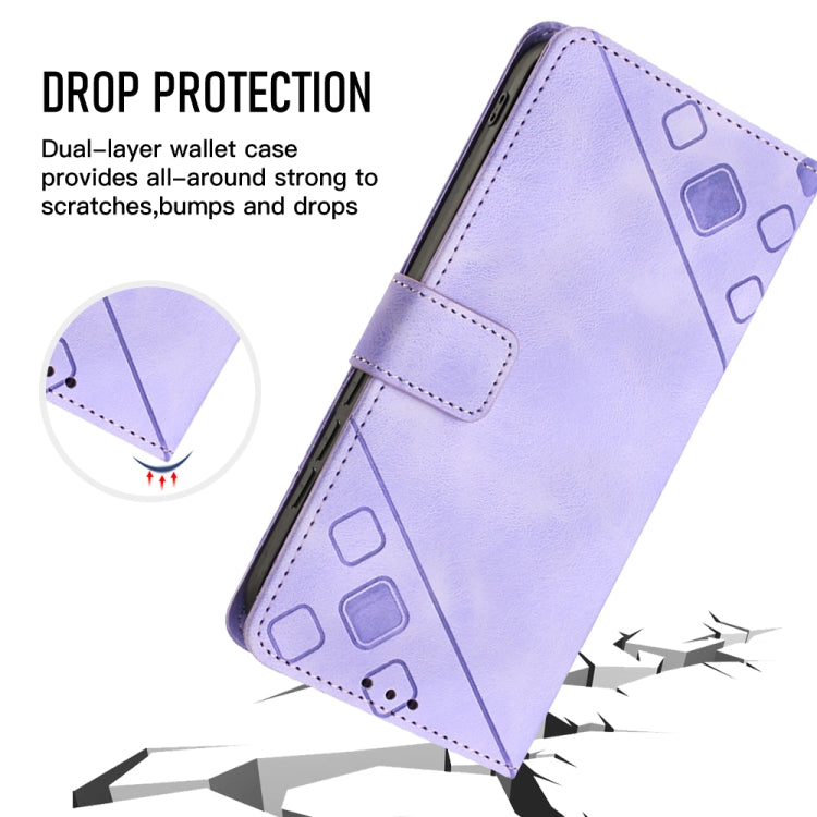 For OPPO Reno8 T 4G Foreign Skin-feel Embossed Leather Phone Case(Light Purple) - OPPO Cases by buy2fix | Online Shopping UK | buy2fix