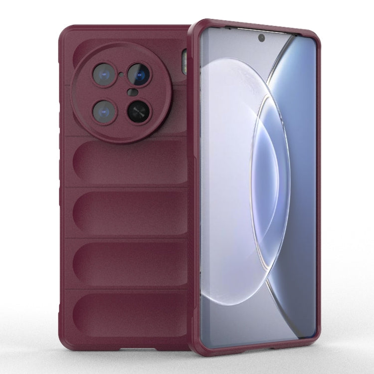 For vivo X90 Pro 5G Magic Shield TPU + Flannel Phone Case(Wine Red) - vivo Cases by buy2fix | Online Shopping UK | buy2fix