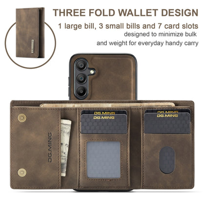 For Samsung Galaxy A15 5G / A15 4G DG.MING M1 Series 3-Fold Multi Card Wallet + Magnetic Phone Case(Coffee) - Galaxy Phone Cases by DG.MING | Online Shopping UK | buy2fix