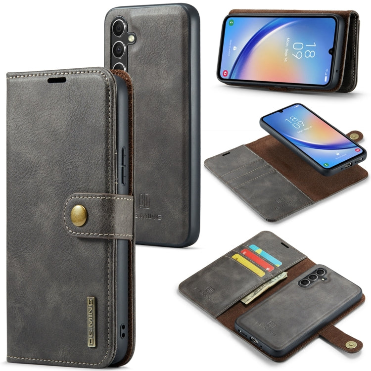 For Samsung Galaxy A34 5G DG.MING Crazy Horse Texture Detachable Magnetic Leather Case(Grey) - Galaxy Phone Cases by DG.MING | Online Shopping UK | buy2fix