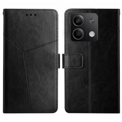 For Xiaomi Redmi Note 13 Pro 4G Global Y-shaped Pattern Flip Leather Phone Case(Black) - Note 13 Pro Cases by buy2fix | Online Shopping UK | buy2fix