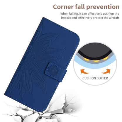 For Xiaomi Redmi 13C 5G Skin Feel Sun Flower Embossed Flip Leather Phone Case with Lanyard(Dark Blue) - 13C Cases by buy2fix | Online Shopping UK | buy2fix