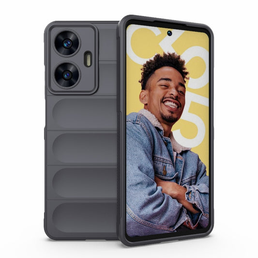 For Realme C55 4G Magic Shield TPU + Flannel Phone Case(Dark Grey) - Realme Cases by buy2fix | Online Shopping UK | buy2fix