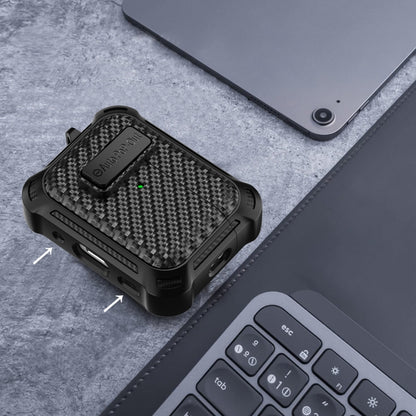 For AirPods Pro Alpha Carbon Fiber Wireless Bluetooth Earphone Protective Case(Black) - For AirPods Pro by buy2fix | Online Shopping UK | buy2fix