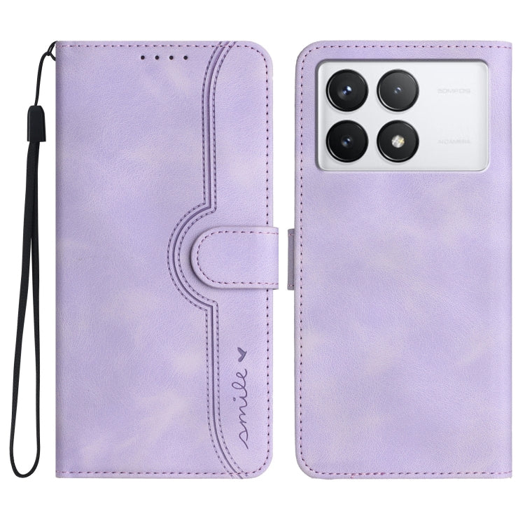 For Xiaomi Redmi K70 Heart Pattern Skin Feel Leather Phone Case(Purple) - K70 Cases by buy2fix | Online Shopping UK | buy2fix