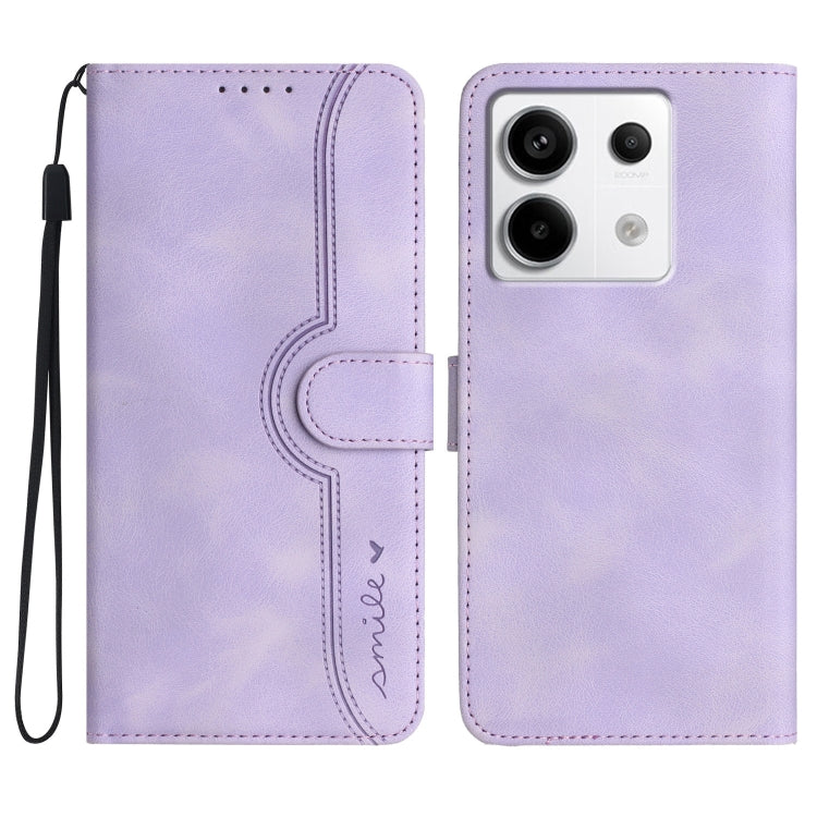 For Xiaomi Redmi Note 13 Pro 4G Heart Pattern Skin Feel Leather Phone Case(Purple) - Note 13 Pro Cases by buy2fix | Online Shopping UK | buy2fix