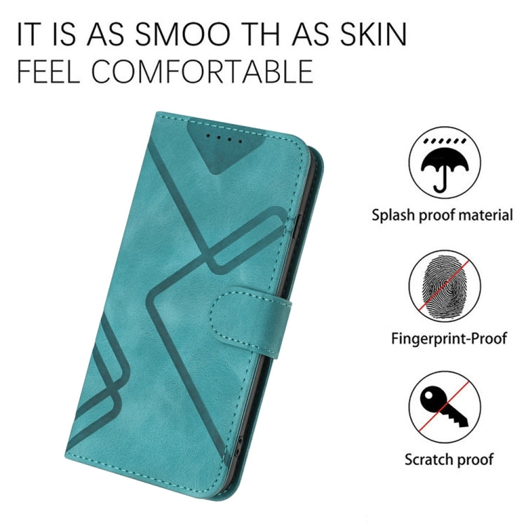 For iPhone 16 Pro Line Pattern Skin Feel Leather Phone Case(Light Blue) - iPhone 16 Pro Cases by buy2fix | Online Shopping UK | buy2fix