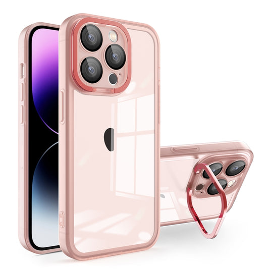 For iPhone 15 Pro Max Invisible Lens Bracket Matte Transparent MagSafe Phone Case(Pink) - iPhone 15 Pro Max Cases by buy2fix | Online Shopping UK | buy2fix