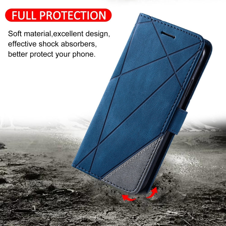 For Redmi Note 12 5G Skin Feel Splicing Leather Phone Case(Blue) - Xiaomi Cases by buy2fix | Online Shopping UK | buy2fix