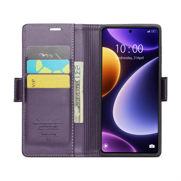 For Xiaomi Poco F5 5G/Redmi Note 12 Turbo 5G CaseMe 023 Butterfly Buckle Litchi Texture RFID Anti-theft Leather Phone Case(Pearly Purple) - Xiaomi Cases by CaseMe | Online Shopping UK | buy2fix