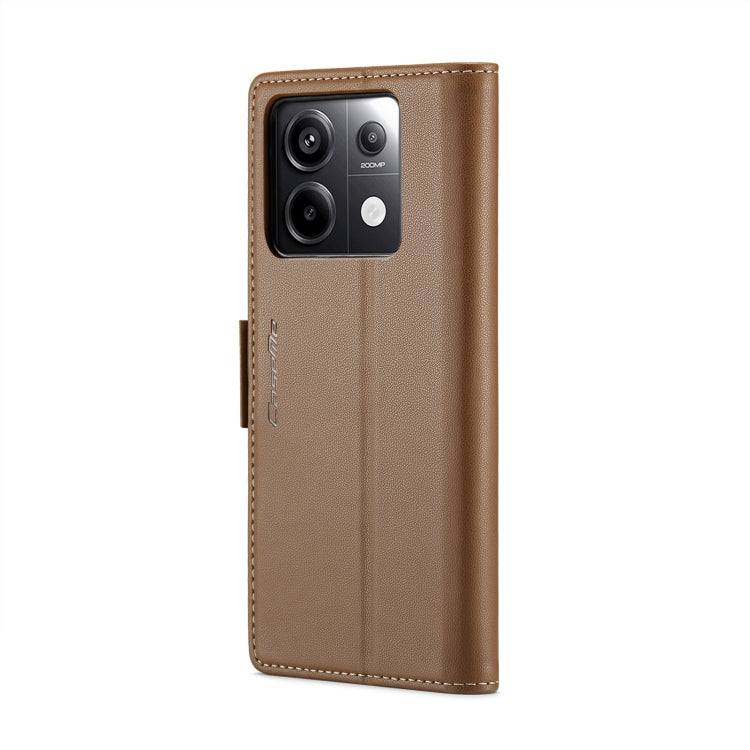 For Xiaomi Redmi Note 13 Pro 5G CaseMe 023 Butterfly Buckle Litchi Texture RFID Anti-theft Leather Phone Case(Brown) - Xiaomi Cases by CaseMe | Online Shopping UK | buy2fix