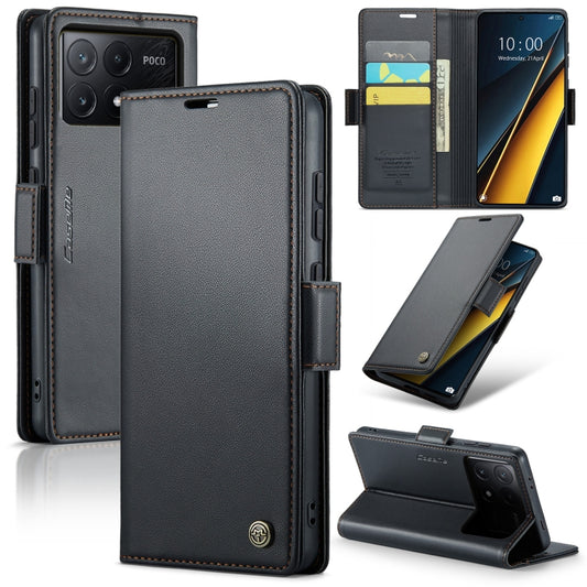 For Xiaomi Poco X6 Pro 5G/Redmi K70E 5G CaseMe 023 Butterfly Buckle Litchi Texture RFID Anti-theft Leather Phone Case(Black) - K70E Cases by CaseMe | Online Shopping UK | buy2fix