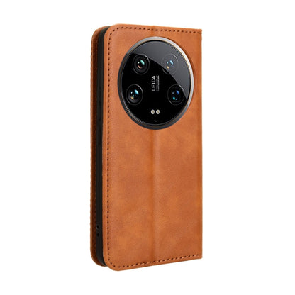 For Xiaomi 14 Ultra Magnetic Buckle Retro Texture Leather Phone Case(Brown) - 14 Ultra Cases by buy2fix | Online Shopping UK | buy2fix