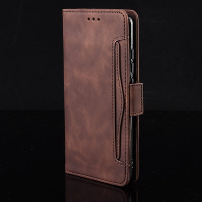 For Motorola Moto G34 5G Skin Feel Calf Texture Card Slots Leather Phone Case(Brown) - Motorola Cases by buy2fix | Online Shopping UK | buy2fix