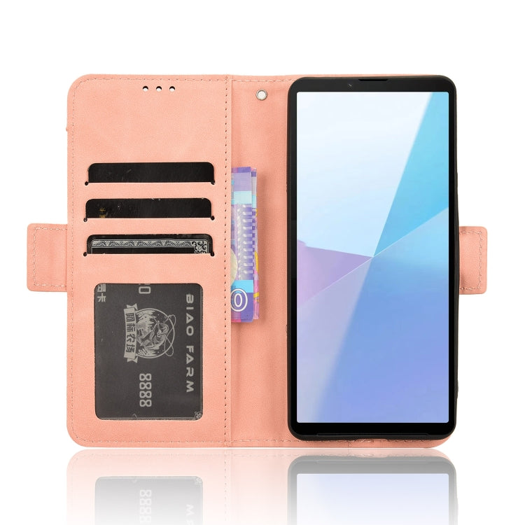 For Sony Xperia 10 VI 2024 Skin Feel Calf Texture Card Slots Leather Phone Case(Pink) - Sony Cases by buy2fix | Online Shopping UK | buy2fix