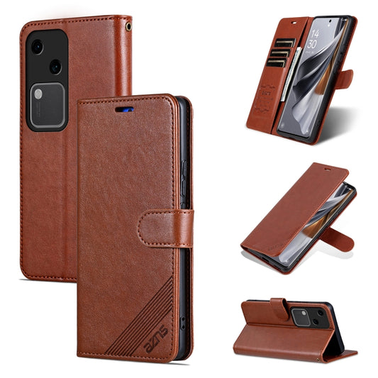 For vivo S18 AZNS Sheepskin Texture Flip Leather Phone Case(Brown) - S18 Cases by AZNS | Online Shopping UK | buy2fix