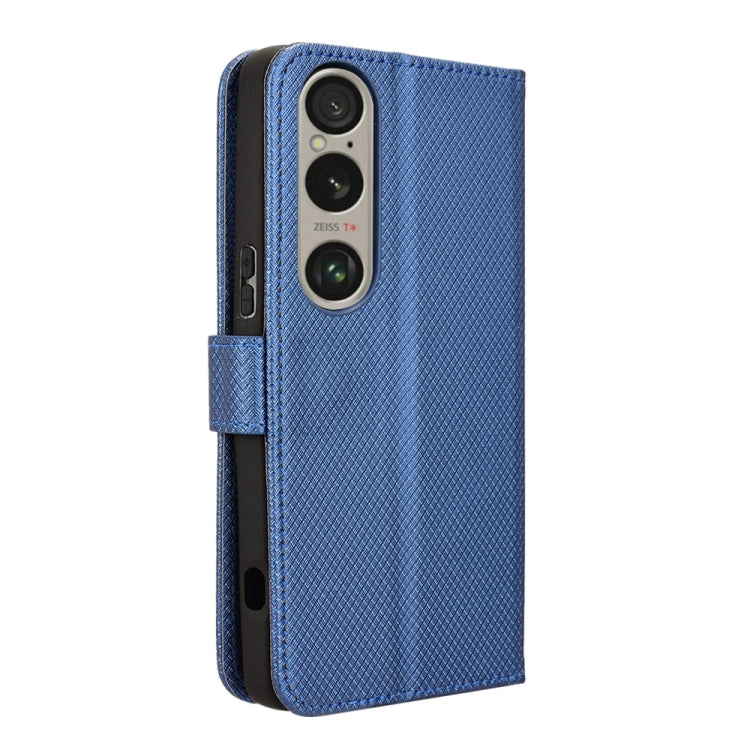 For Sony Xperia 1 VI 2024 Diamond Texture Leather Phone Case(Blue) - Sony Cases by buy2fix | Online Shopping UK | buy2fix