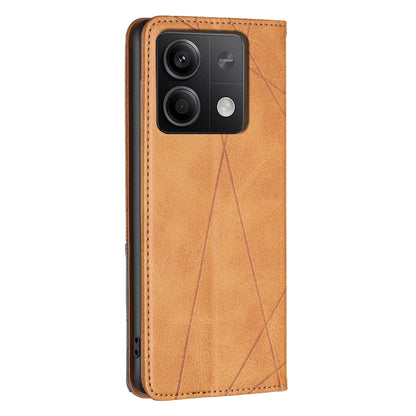 For Xiaomi Redmi Note 13 4G Global Rhombus Texture Magnetic Leather Phone Case(Yellow) - Note 13 Cases by buy2fix | Online Shopping UK | buy2fix