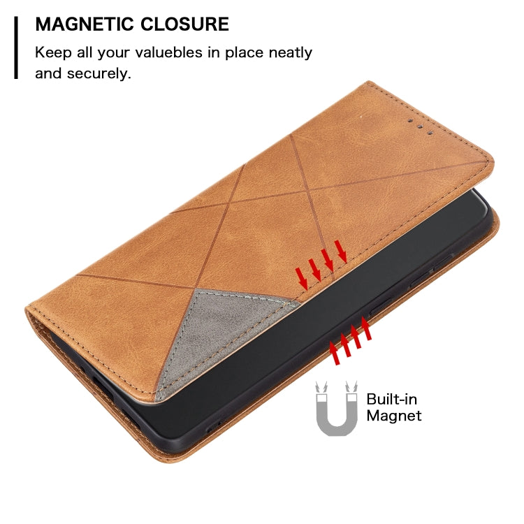 For Xiaomi Redmi Note 13 4G Global Rhombus Texture Magnetic Leather Phone Case(Yellow) - Note 13 Cases by buy2fix | Online Shopping UK | buy2fix