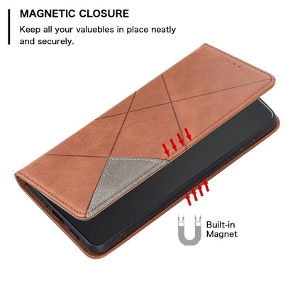 For Xiaomi Redmi Note 13 Pro 4G Global Rhombus Texture Magnetic Leather Phone Case(Brown) - Note 13 Pro Cases by buy2fix | Online Shopping UK | buy2fix