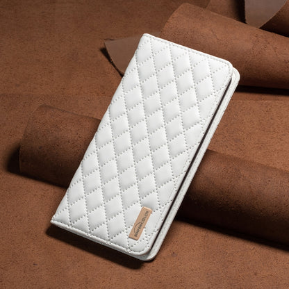 For Xiaomi Redmi K70 / K70 Pro Diamond Lattice Magnetic Leather Flip Phone Case(White) - K70 Pro Cases by buy2fix | Online Shopping UK | buy2fix