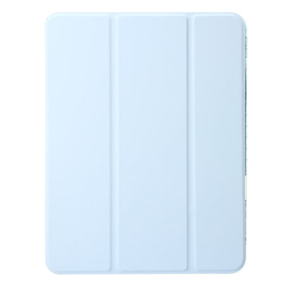 For iPad Air 11 2024 Clear Acrylic 3-Fold Leather Tablet Case(Ice Blue) - iPad Air 11 2024 Cases by buy2fix | Online Shopping UK | buy2fix