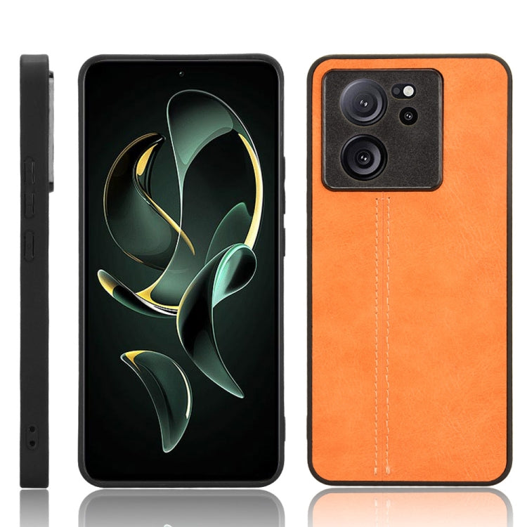 For Xiaomi 13T / Redmi K60 Ultra Sewing Cow Pattern Skin PC + PU + TPU Phone Case(Orange) - Redmi K60 Ultra Cases by buy2fix | Online Shopping UK | buy2fix