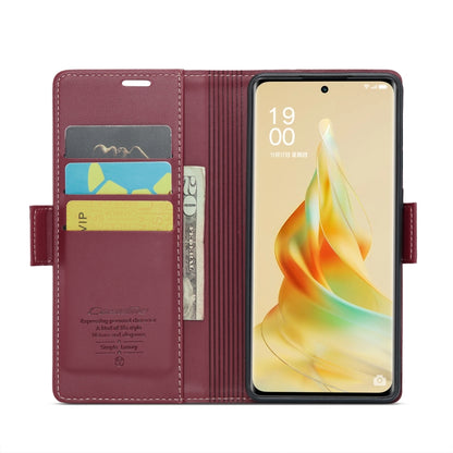 For OPPO Reno8 T 5G/A1 Pro 5G CaseMe 023 Butterfly Buckle Litchi Texture RFID Anti-theft Leather Phone Case(Wine Red) - OPPO Cases by CaseMe | Online Shopping UK | buy2fix