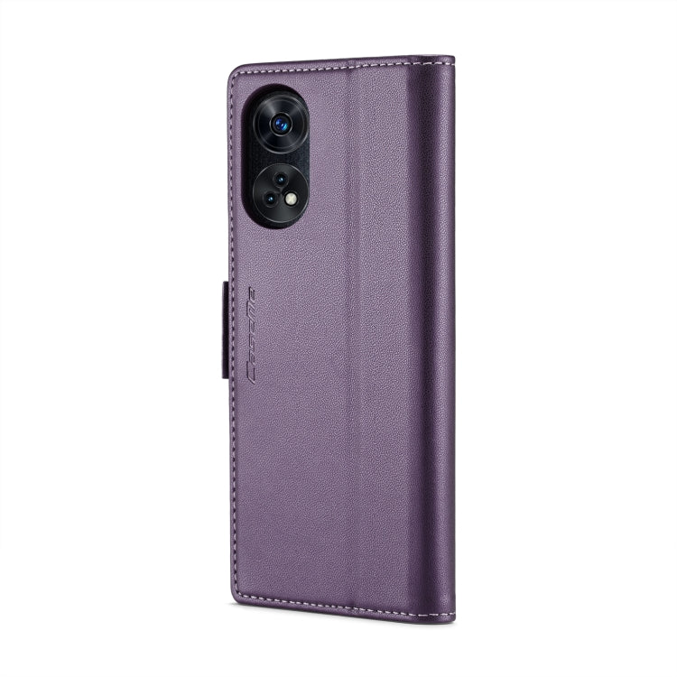 For OPPO Reno8 T 4G CaseMe 023 Butterfly Buckle Litchi Texture RFID Anti-theft Leather Phone Case(Pearly Purple) - OPPO Cases by CaseMe | Online Shopping UK | buy2fix