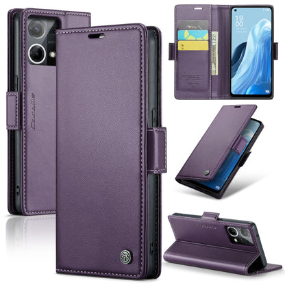 For OPPO Reno7 4G Indonesia/F21 Pro 4G/Reno8 4G CaseMe 023 Butterfly Buckle Litchi Texture RFID Anti-theft Leather Phone Case(Pearly Purple) - OPPO Cases by CaseMe | Online Shopping UK | buy2fix