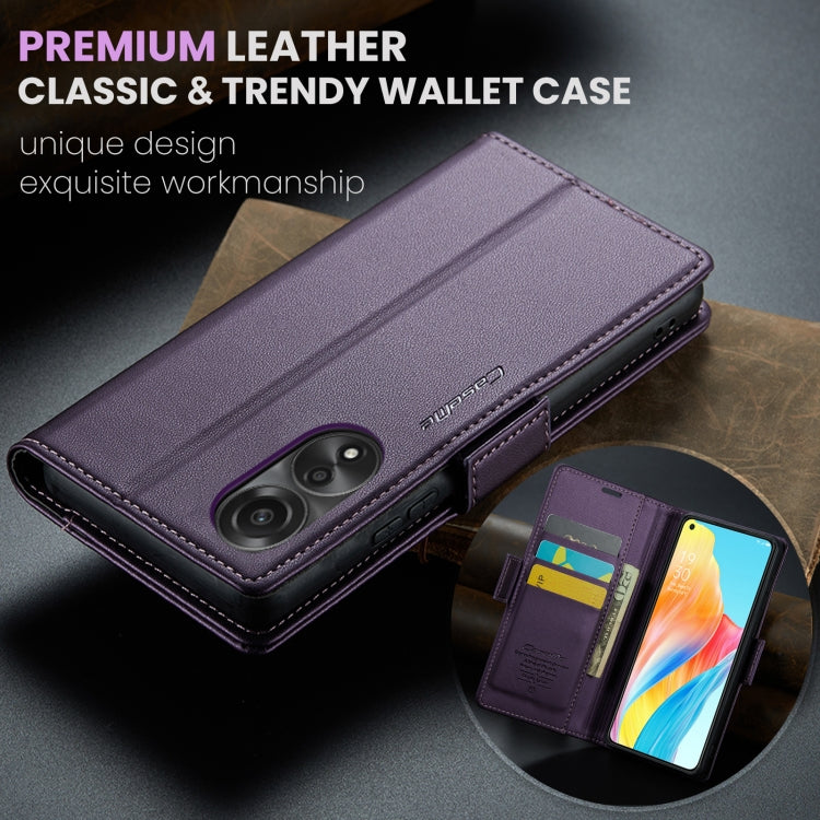 For OPPO A78 4G CaseMe 023 Butterfly Buckle Litchi Texture RFID Anti-theft Leather Phone Case(Pearly Purple) - OPPO Cases by CaseMe | Online Shopping UK | buy2fix