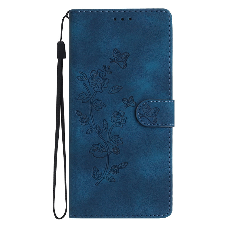 For iPhone 16 Pro Flower Butterfly Embossing Pattern Leather Phone Case(Blue) - iPhone 16 Pro Cases by buy2fix | Online Shopping UK | buy2fix