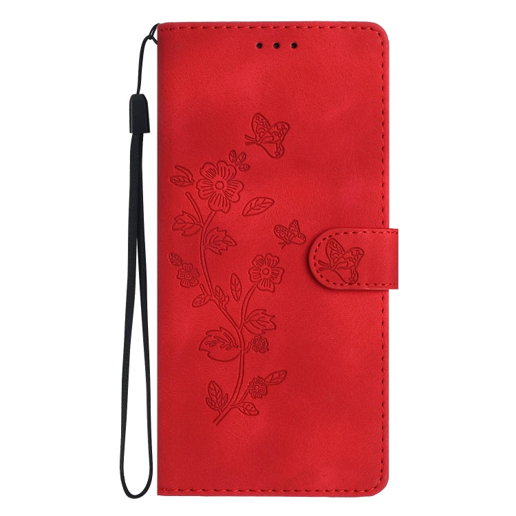 For iPhone 16 Pro Max Flower Butterfly Embossing Pattern Leather Phone Case(Red) - iPhone 16 Pro Max Cases by buy2fix | Online Shopping UK | buy2fix